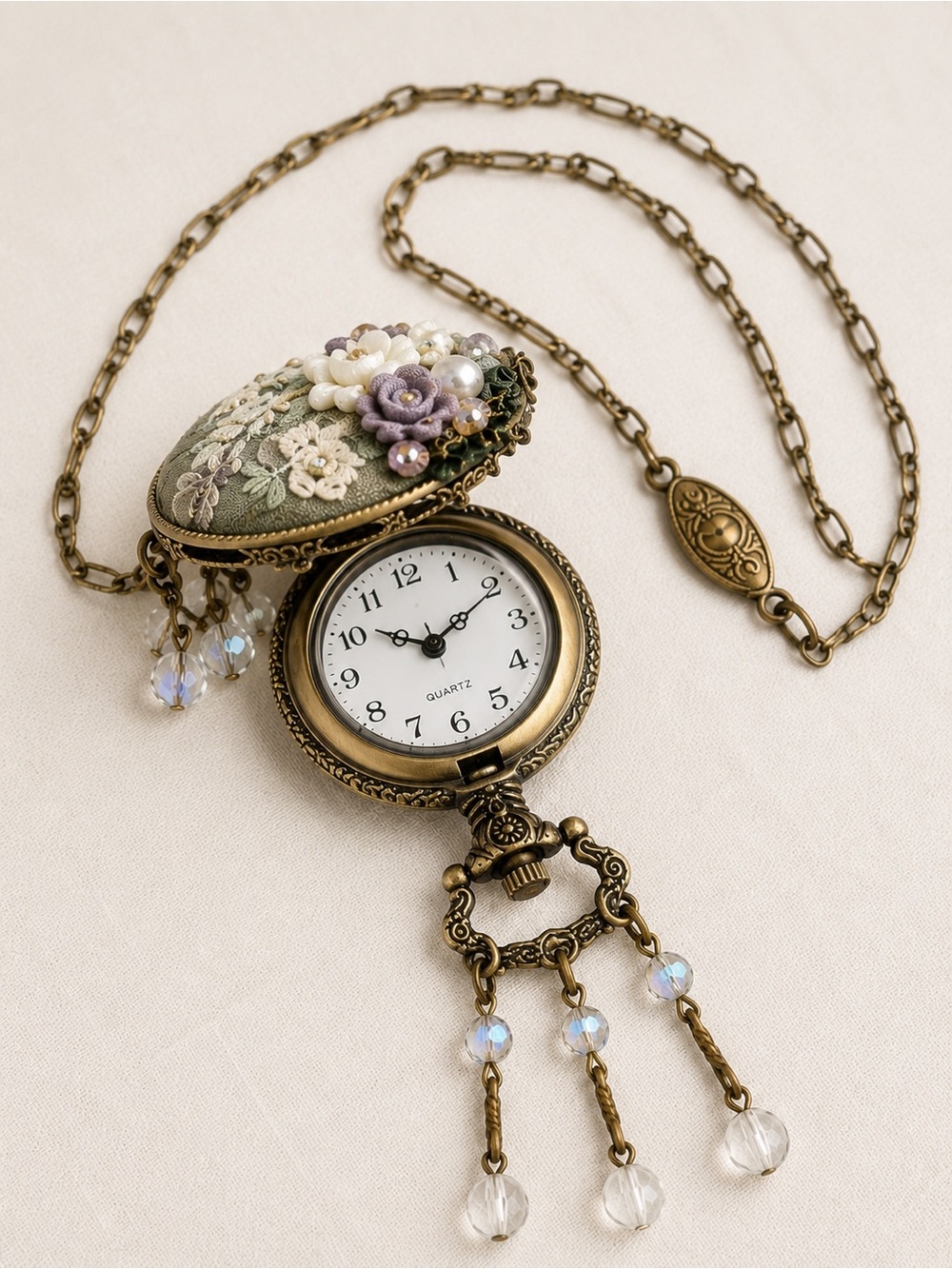 Pamela Amundson OOAK Pocket Watch Necklace Steampunk Wearable Art Boho